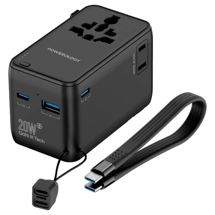Powereology PD 20W Universal Travel Adapter with 4000mAh Power Bank