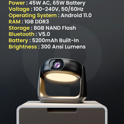 The Powerology Rotating Stand Portable Projector is a state-of-the-art device that brings the magic of the big screen right into your home with its ad