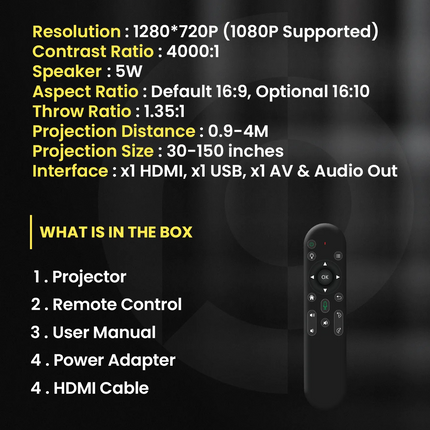 The Powerology Rotating Stand Portable Projector is a state-of-the-art device that brings the magic of the big screen right into your home with its ad