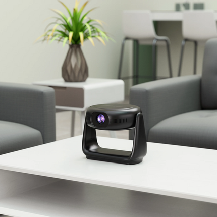 The Powerology Rotating Stand Portable Projector is a state-of-the-art device that brings the magic of the big screen right into your home with its ad