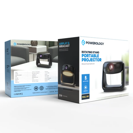 The Powerology Rotating Stand Portable Projector is a state-of-the-art device that brings the magic of the big screen right into your home with its ad