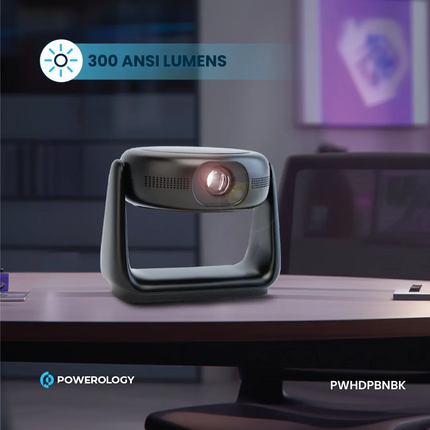 The Powerology Rotating Stand Portable Projector is a state-of-the-art device that brings the magic of the big screen right into your home with its ad