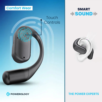 Powerology Air Conduction ENC TWS Earbuds and Charging Case with Display 60mAh - Black