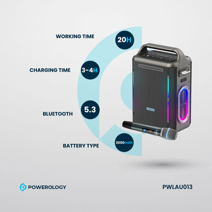Powerology Karaoke Party Speaker - Silver
