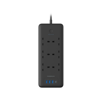 Powerology 48W 6AC 1x PD USB-C and 3x QC USB-A Power Strip