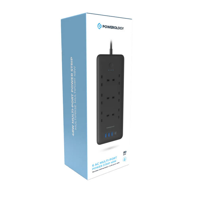 organize your desk by use of Powerology 6 AC
Multi-Port Power Strip! This multi-Port 48W Power hub is an all-in-one device
and is a clever choice for 