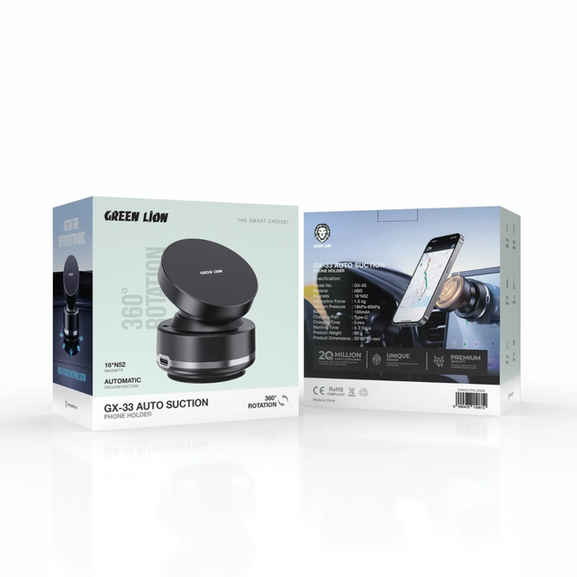 GREEN LION GX-33 AUTO SUCTION PHONE HOLDER - BLACK