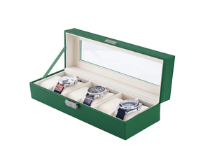GREEN LION CLASSIC WATCH BOX 6 SLOTS WITH GLASS - GREEN - Showcase and protect your watch collection with the Green Lion Classic Watch Box 6 Slots with Glass √¢‚Ç¨‚Äú Green