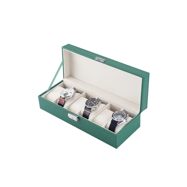 GREEN LION ELEGANT WATCH BOX 6 SLOTS - GREEN