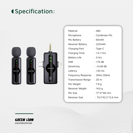 GREEN LION GM-80X MICROPHONE 3 IN 1 - BLACK