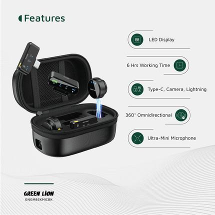 GREEN LION GM-85X 3 IN 1 WIRELESS MICROPHONE - BLACK