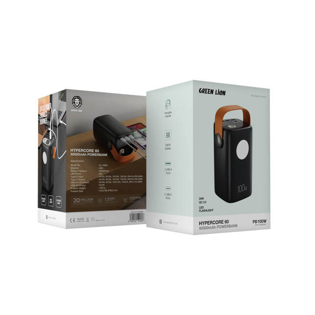 GREEN LION HYPER CORE 60 POWER BANK 60000MAH PD 100W - BLACK