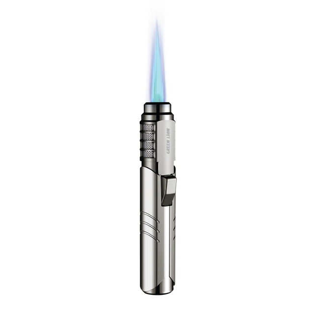 GREEN LION JET FLAME  WINDPROOF LIGHTER - SILVER