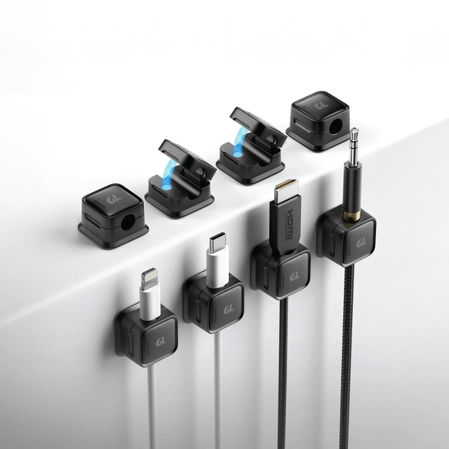 GREEN LION MAGNETIC  CLIP CABLE ORGANIZER  10 PCS/SET - BLACK