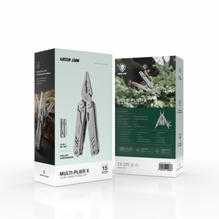 GREEN LION MULTI-PLIER X 15 IN 1 MULTI TOOL KIT - SILVER