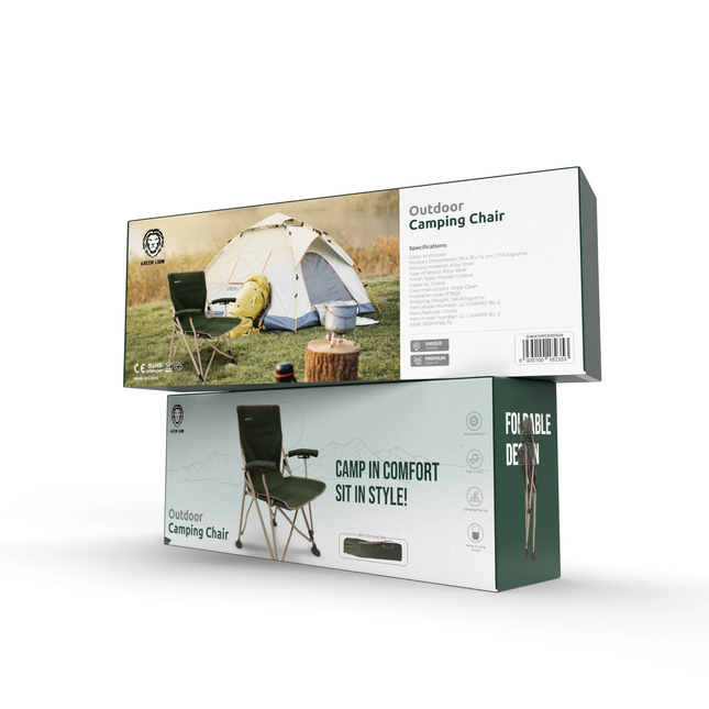 GREEN LION OUTDOOR CAMPING CHAIR WITH CARRYING BAG - DARK GREEN