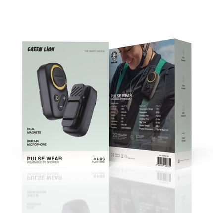 GREEN LION PULSE WEAR WEARABLE BT SPEAKER - BLACK