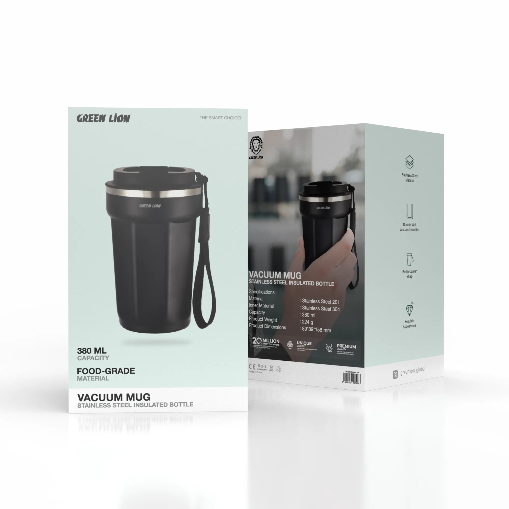 GREEN LION VACUUM MUG 380 ML BLACK Clix green-lion-vacuum-mug-380-ml-black-clix