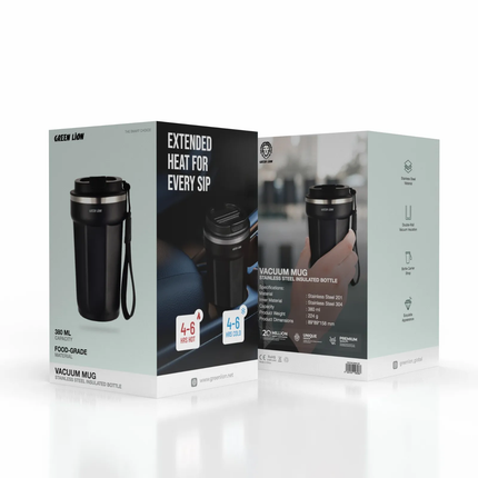 GREEN LION VACUUM MUG 380 ML - BLACK