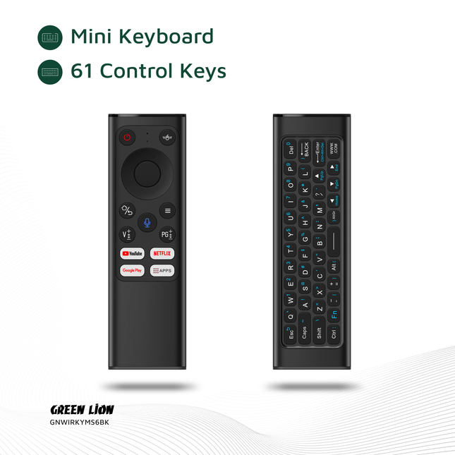 GREEN LION WIRELESS REMOTE PRO WITH KEYBOARD AND MOUSE - BLACK