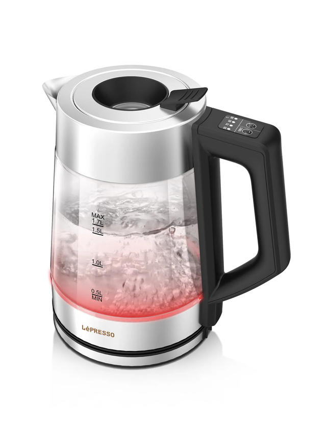 LEPRESSO 1.7L GLASS KETTLE 2200W - BLACK