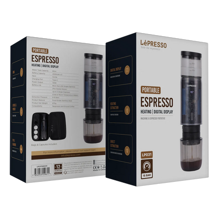LePresso Portable Mini Espresso Machine with Travel Pouch - Black
