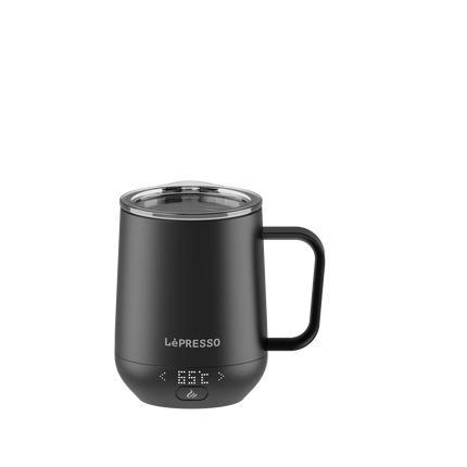 LEPRESSO HEATED MUG 12OZ WITH WIRELESS CHARGING PAD - BLACK
