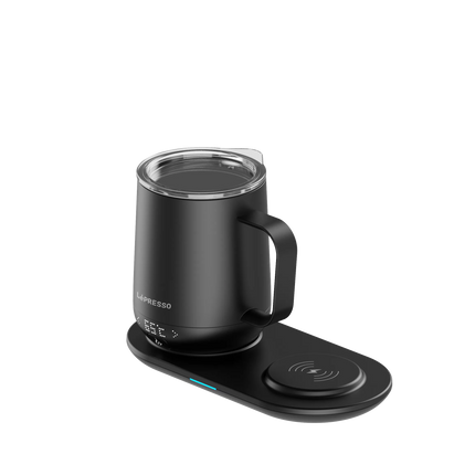 LEPRESSO HEATED MUG 12OZ WITH WIRELESS CHARGING PAD - BLACK