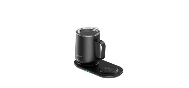 LEPRESSO HEATED MUG 12OZ WITH WIRELESS CHARGING PAD - BLACK