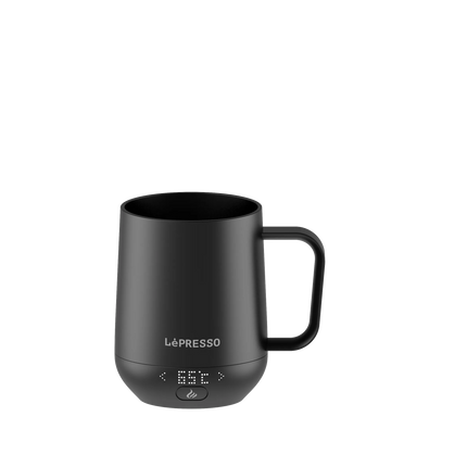 LEPRESSO HEATED MUG 12OZ WITH WIRELESS CHARGING PAD - BLACK