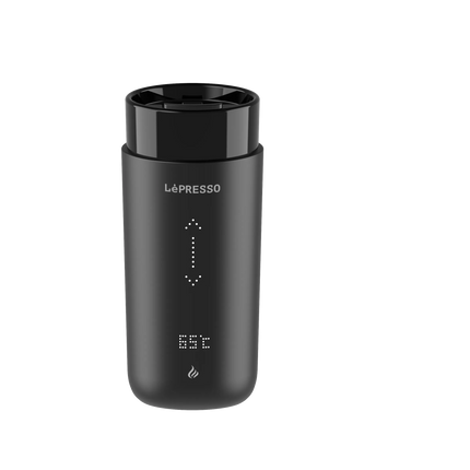 LEPRESSO TRAVEL HEATED MUG 12OZ WITH WIRELESS CHARGING PAD - BLACK
