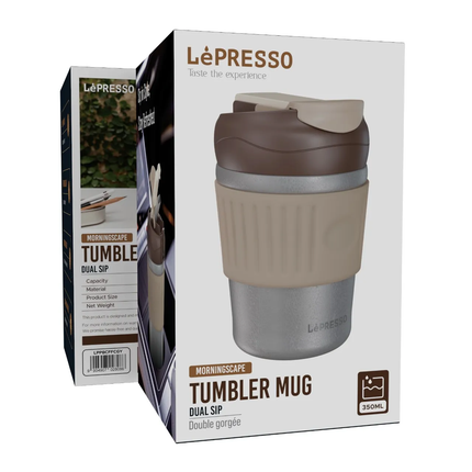 LEPRESSO MORNINGSCAPE TUMBLER MUG DUAL SIP - GRAY