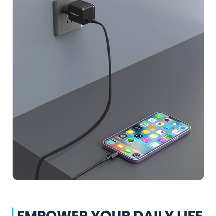Powerology 35W Single Port Type-C GaN Charger with EU Plug - Black