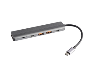 Powerology 6-in-1 Slim 4K HDMI USB-C Hub - Powerology 6-in-1 Slim 4K HDMI USB-C Hub is a multi-port Hub with the ability of fast charging (PD100W) and high-speed data transfer (10Gbps)