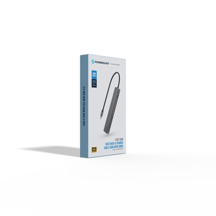 Powerology 6-in-1 Slim 4K HDMI USB-C Hub