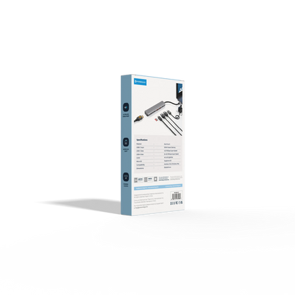 Powerology 6-in-1 Slim 4K HDMI USB-C Hub