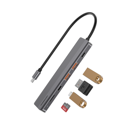 Powerology 6-in-1 Slim 4K HDMI USB-C Hub