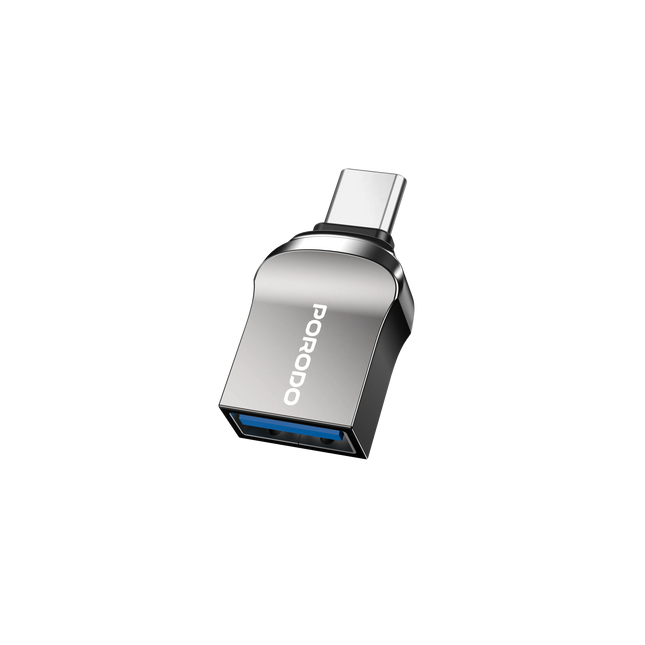 PORODO  USB A TO TYPE-C ADAPTER 0.12M CABLE  - BLACK