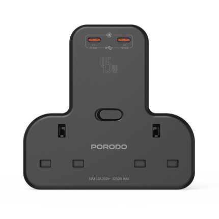PORODO PD 45W 2C PORT ADAPTER - BLACK