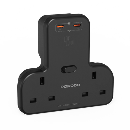 PORODO PD 45W 2C PORT ADAPTER - BLACK