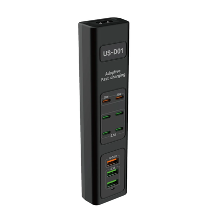 PORODO 85W X6 PD X3 USB FAST CHARGING STRIP UK (2M WIRE) - BLACK