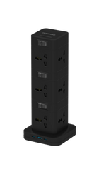PORODO PD20W QC 3.0 1A + 2 TYPE C SOCKET TOWER 3M - BLACK