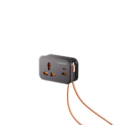 PORODO 20W UNIVERSAL WALL SOCKET UK PLUG 1 AC*1 USB-A*1 USB-C WITH 30CM USB-C CABLE
