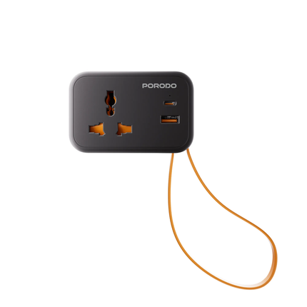 PORODO 20W UNIVERSAL WALL SOCKET UK PLUG 1 AC*1 USB-A*1 USB-C WITH 30CM USB-C CABLE