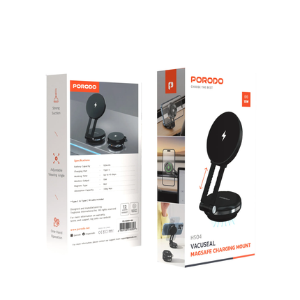 PORODO 15W MAGSAFE WIRELESS CHARGER WITH DUAL N52 MAGNETS FOLDABLE & EXTENDABLE ELECTR