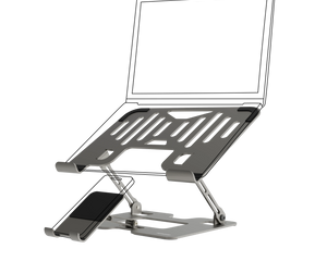 PORODO 2-IN-1 ADJUSTABLE AND FOLDABLE LAPTOP WITH PHONE STAND - SILVER - Work smarter and stay organized with the Porodo 2-in-1 Adjustable and Foldable Laptop with Phone Stand √¢‚Ç¨‚Äú Silver