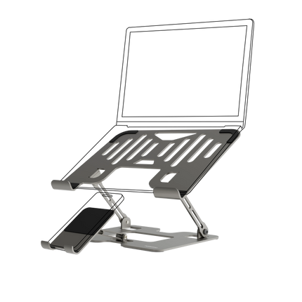 PORODO 2-IN-1 ADJUSTABLE AND FOLDABLE LAPTOP WITH PHONE STAND - SILVER