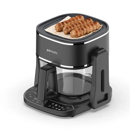 Porodo Lifestyle 2-in-1 Glass Air Fryer – Black