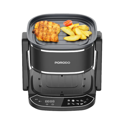 Porodo Lifestyle 2-in-1 Glass Air Fryer – Black