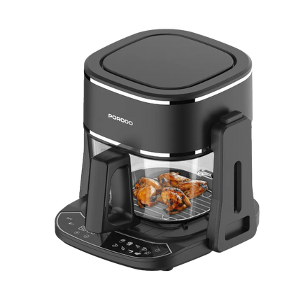 Porodo Lifestyle 2-in-1 Glass Air Fryer – Black